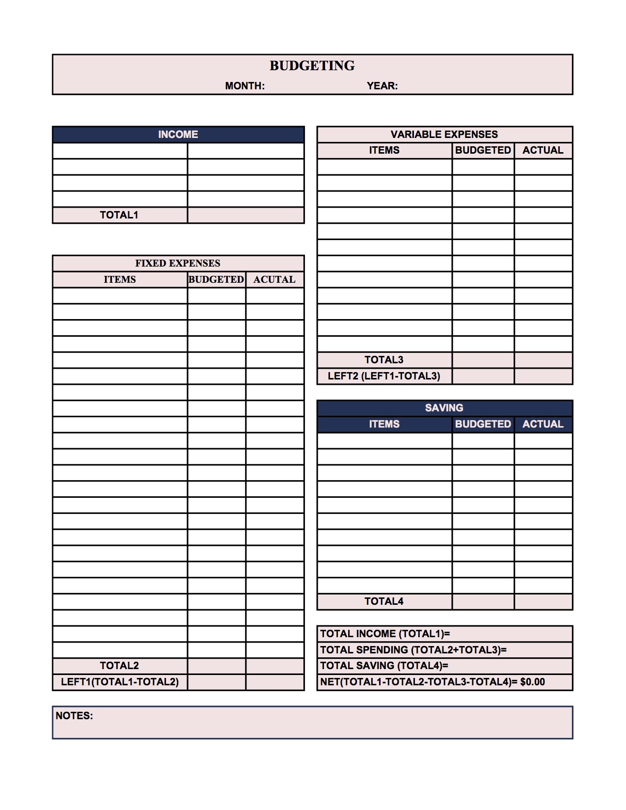 Zero Based Budget Template Printable Printable Templates Free